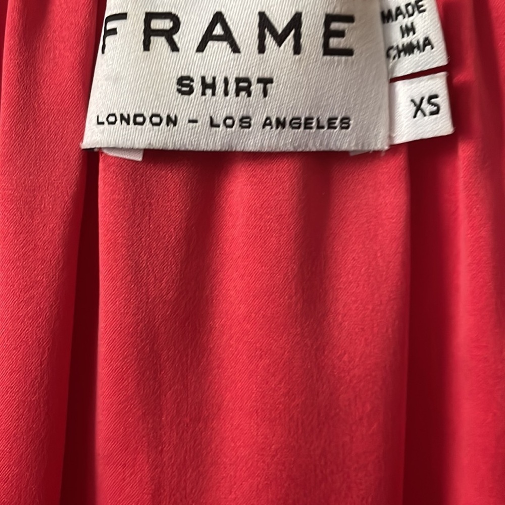 FRAME DENIM Le Raglan Split-Neck Blouse Red Size XS - Picture 6 of 7